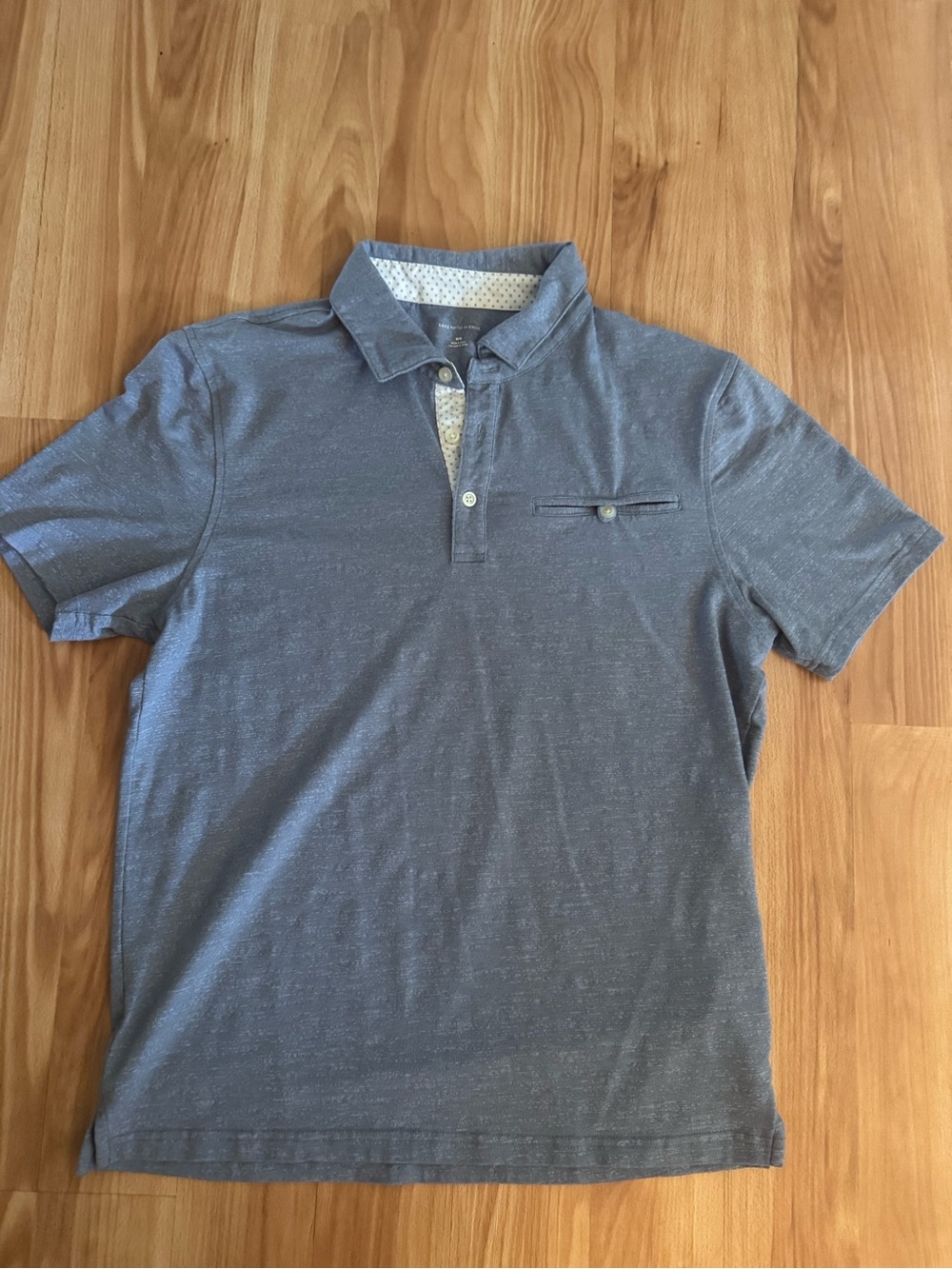 Saks Fifth Avenue Men's Slate Blue Polo with Contrasting Placket